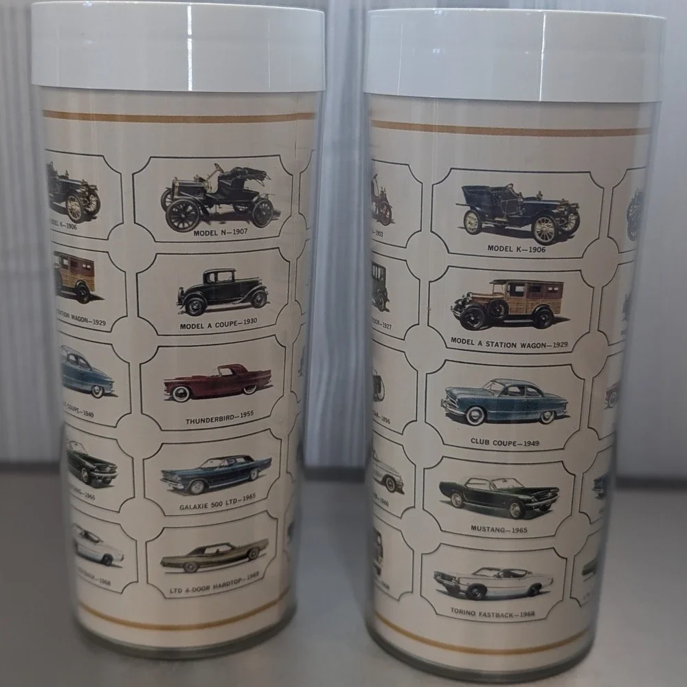 Vintage West Bend Ford Evolution Cars‎ Thermo-Serv Insulated Tumbler Set